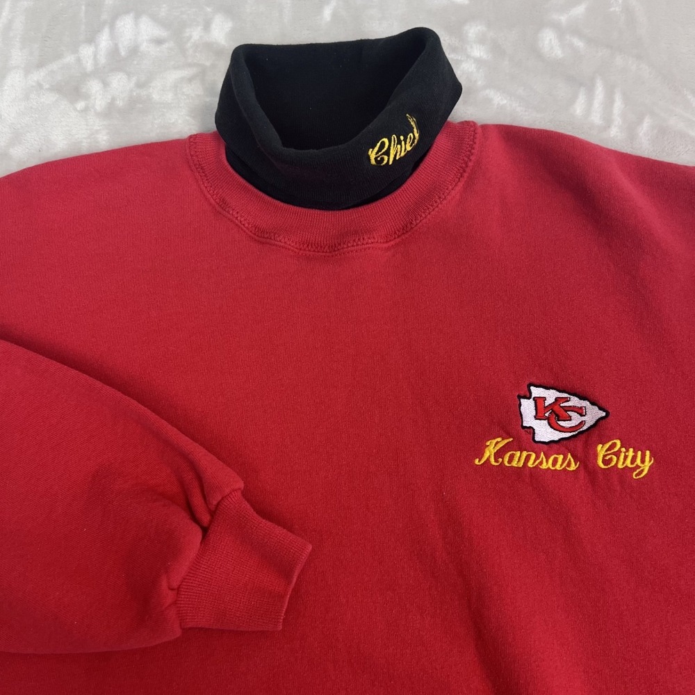 Vintage Kansas City Chiefs Sweater Adult XL Turtleneck NFL Retro‎ 90s Game Day